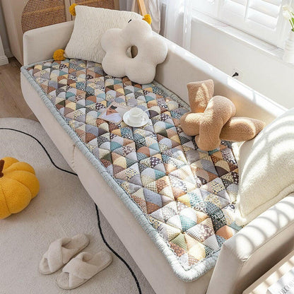 Vintage countryside ins pure cotton cotton Mantou sofa cushion anti slip thickened cat scratch resistant machine washable