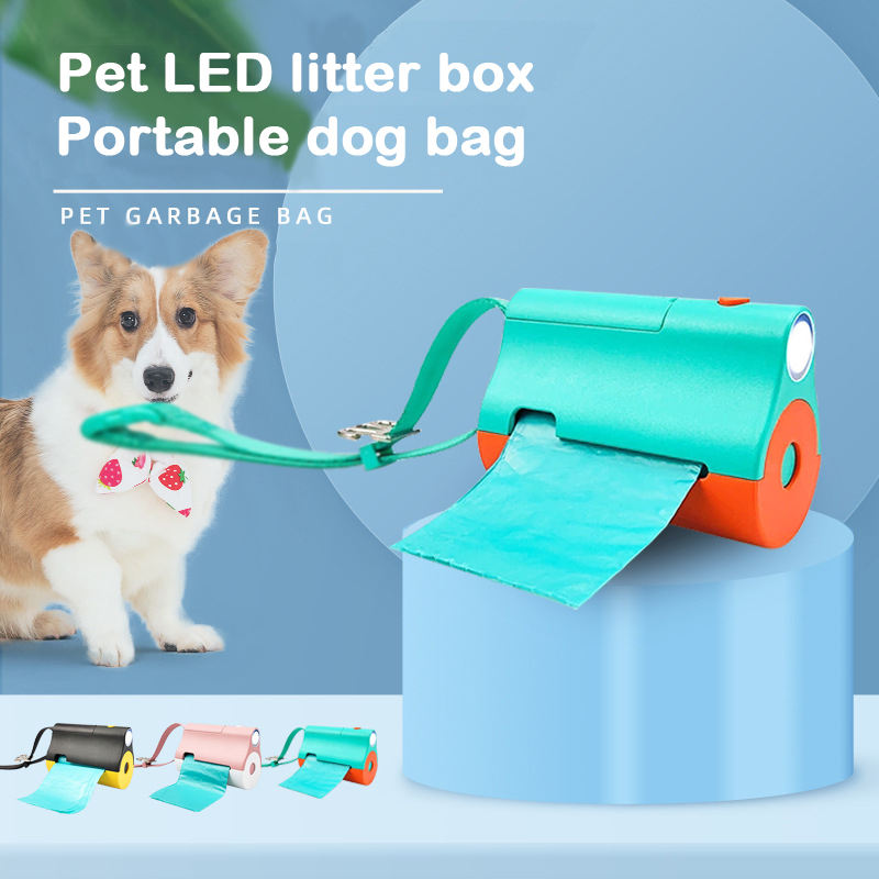 Pet Garbage Bag Dispenser With Light LED Dog Toilet Picker Walking Dog Shoveling Dog Cat Pet Garbage Box