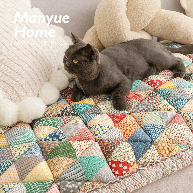 Vintage countryside ins pure cotton cotton Mantou sofa cushion anti slip thickened cat scratch resistant machine washable