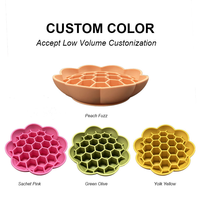 Custom  New Arrival Dog Bowl Slow Feeder Flower Pet Licking Bowl Slow Feeding Silicone Dog Lick Bowl