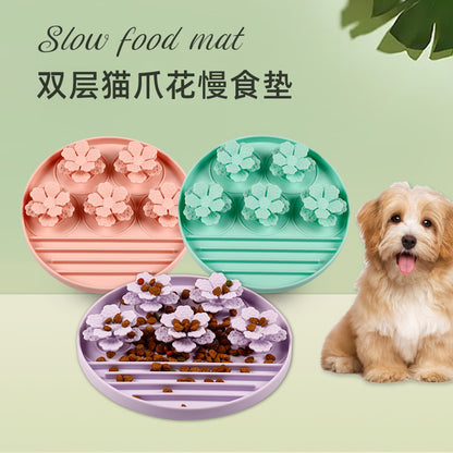 Dog Licking Pad Round Pet Slow Food Pad Silicone Suction Cup Dog Food Sniffing Pad Cat Feeding Basin Slow Food Placemat