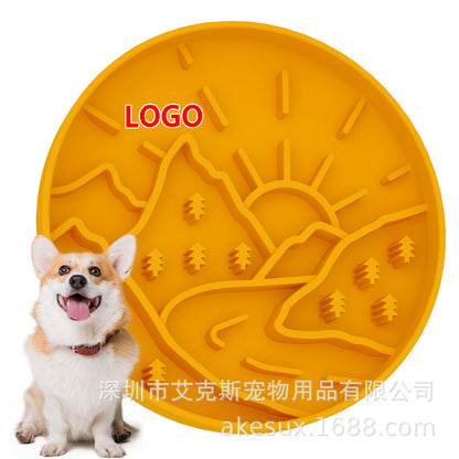 Amazon explosions pet new mountain slow eating bowl sucker lick pad slow eating pad pet pad silicone lick pad slow eating